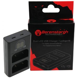 Berenstargh Dual LCD USB Charger Olympus BLX-1 OM-1