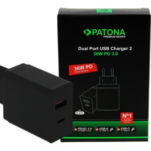 Premium PD36W Adapter 5V/3A 9V/2A 12V/1.5A 1xUSB-C 1xUSB-A PD3.0 QC3.0